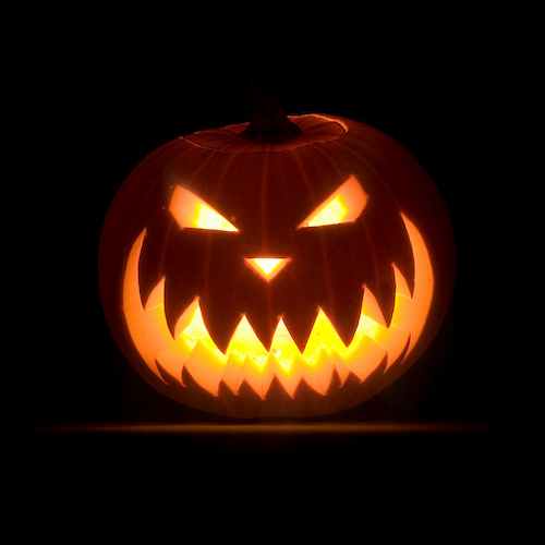 Dr. Dou Halloween pumpkin on a black background
