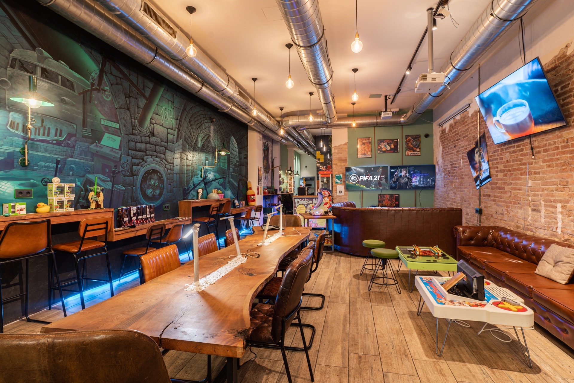 Spazio di coworking nel weed cafe 1UP Barcellona